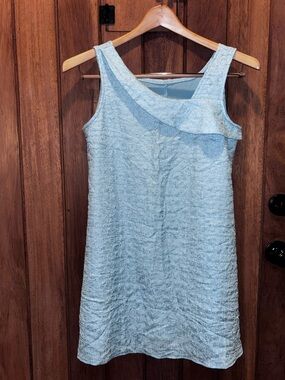 Light Blue Textured Sleeveless Dress
